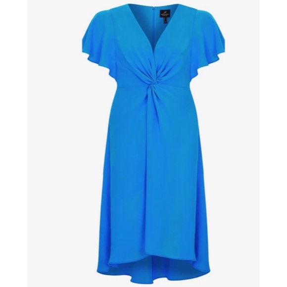 Adrianna Papell Twist Front Crepe Dress Electric Blue Size 14 NWT - Picture 13 of 13
